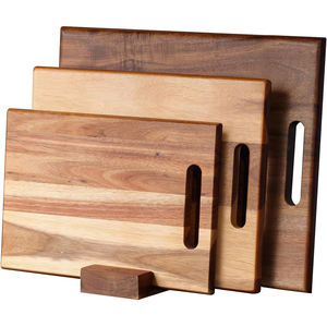 Tablas de Cortar de Madera de Acacia para Cocina, Juego de 3, Superficie Lisa, Tabla de Cortar de Madera Maciza, Bandeja para Servir con Soporte - Product Image 3