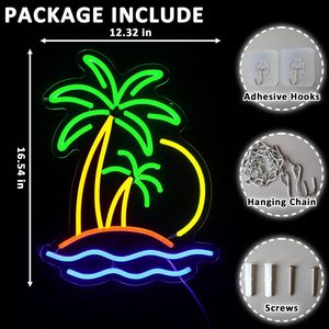 Beach coconut <b>tree</b> Letreros Neon <b>LED</b> indoor hanging ambient <b>light</b> shop sign wall decoration <b>light</b> entrance indicator <b>light</b> 5v12v - Product Image 3
