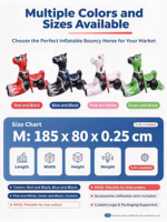 Cheval gonflable en PVC rouge et noir tendance 2026 avec poignée, jouet à chevaucher et à sauter pour enfants, usage extérieur, capacité 100-500 kg