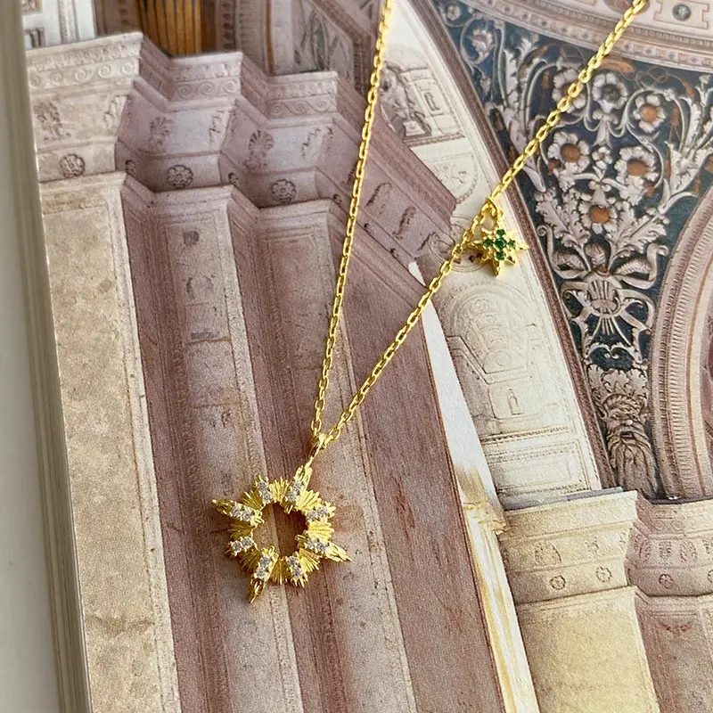 Vianrla Flower Rhinestone Necklace Zircon Necklace Set Jewelry