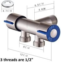 Robinet de salle de bain en acier inoxydable à double commande avec pommeau de douche à eau froide et vanne triangulaire pour machine à laver
