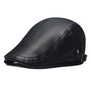 Automne gavroche chapeau hommes en cuir PU Lvy casquettes casquette de pêche plat Golf conduite casquette réglable Gatsby béret chapeau - Product Image 6