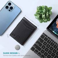 Dompet Kulit Asli Pria, Dompet Kulit Asli Ramping dengan Klip Uang Pemblokir RFID Pemegang Kartu Kredit