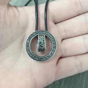 도매 힙합 남성 미니멀리스트 더블 링 펜던트 목걸이 중국 스타일 육자진언 각인 장신구 - Product Image 6