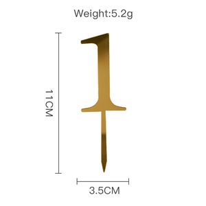 ท็อปเปอร์เค้กอะคริลิค รูปน้ำผึ้งและน้ำหวาน สีทอง ขนาด 11 ซม. หมายเลข 6 สำหรับตกแต่งเค้กในงานวันเกิด - Product Image 2