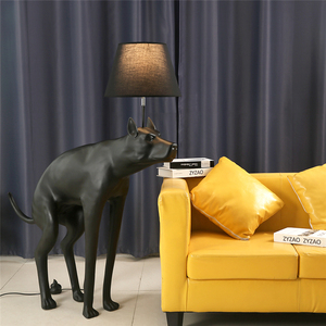 Lampe de sol LED en tissu résine, motif simple, pour salon, hôtel, club, animal, petit chien noir, lampe de <span class=keywords><strong>table</strong></span> pour salon, E27 - Product Image 3