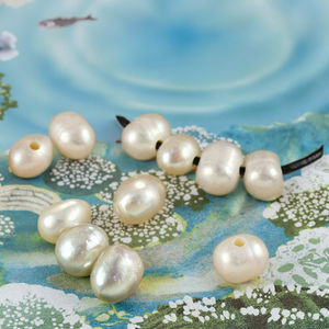 Fwp009 khoan một lỗ lớn 2.0mm ngọc trai nước ngọt tự nhiên cho da, hạt lỗ lớn, hạt ngọc trai lỗ lớn - Product Image 3