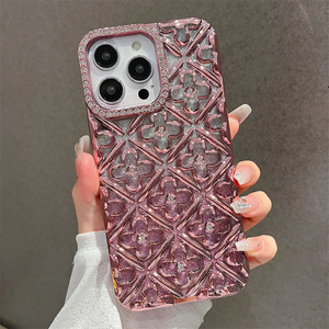 Cao cấp bốn-lá hoa TPU mềm trường hợp đối với <span class=keywords><strong>iPhone</strong></span> 16 Pro Max bốn chiều mạ điện Kim Cương máy ảnh thanh lịch - Product Image 5