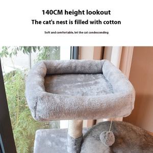 Árbol rascador multinivel para gatos con casita, plataforma y hamaca, poste rascador de sisal natural, muebles para gatos estables al por mayor - Product Image 3