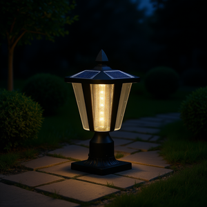 Lámpara Solar LED de Columna, 3500K Blanco Cálido, IP65, para Exteriores, Cuerpo de Aluminio, Pantalla de Vidrio, Base E26 - Product Image 2