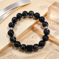 Bijoux à porter tous les jours, bracelets en perles personnalisés, bracelets tendance faits à la main, bracelet en obsidienne 5A, bracelet en pierres naturelles DIY pour cadeau