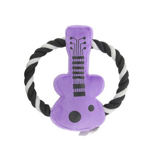 Juguete masticable para perros con forma de guitarra, resistente a mordeduras, cuerda de algodón para mascotas, juguete de peluche interactivo respetuoso con el medio ambiente, juguete chirriante para perros - Product Image 3