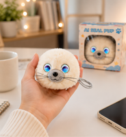 Peluche Lion de Mer Interactif IA avec Musique et Sons – Compagnon d'Éveil Éducatif, Adorable Cadeau de Dessin Animé Style Animal de Compagnie pour Enfants (OEM)