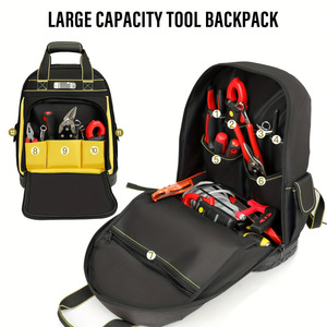 Tool Backpack 15-19 Pockets 200 Lb Capacity Multi Function Waterproof Yellow Tool Bag For Electrician Repair Work - Product Image 4