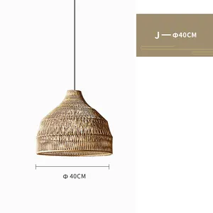 Japanese Styles Living Room Hanging Lampshade Rattan Pendant Light Covers Handwoven Rattan Lamps Shade