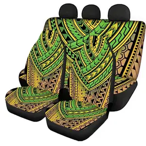 Venta directa de fábrica Fundas de asiento trasero delantero Tótem tribal polinesio Diseño de lujo Protector de asiento de automóvil Fabricante profesional