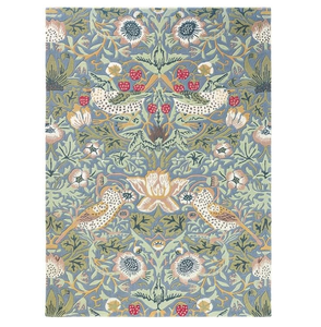 พรมขนสัตว์ถักนิตติ้งสำหรับห้องนั่งเล่นพรมสีฟ้าสำหรับประตูพื้นของตกแต่งบ้านดีไซน์ลายดอกไม้ตามสั่ง - Product Image 1