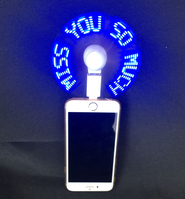 Custom Led Text Input Message Usb Fan Software Programmable Program Led Light Mobile Phone Fan for Promotional Gift Birthday