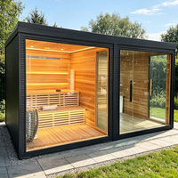 Sauna extérieur à vapeur humide en bois massif avec douche pour usage en villa