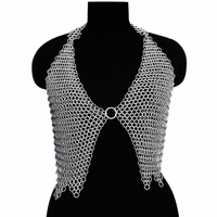 Soutien-gorge Halter en Chaîne Métallique Argentée Style Maille de Chaîne pour Femme, Idéal pour Fête Estivale, Plage, Tenue de Plage, Tenue de Club, Spectacle Scénique et Bijou de Corps