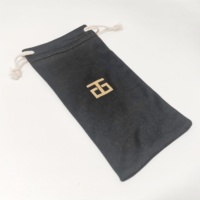 Pochette à cordon pour lunettes en microfibre écologique personnalisée Sac de lunettes de soleil portable à la mode avec sérigraphie en relief
