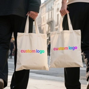 Custom Eco Natural Reusable Cotton Twill Tote Bag Shoulder Strap All Season Shopping Bag Featuring Colorful Logo Customized - Product Image 1