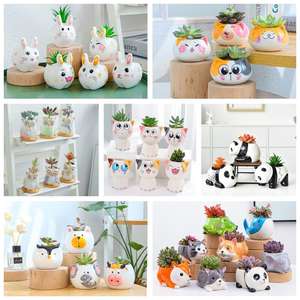 OEM lindo Mini pequeño búho zorro Animal conjunto suculenta maceta de cerámica maceta Macetas - Product Image 5