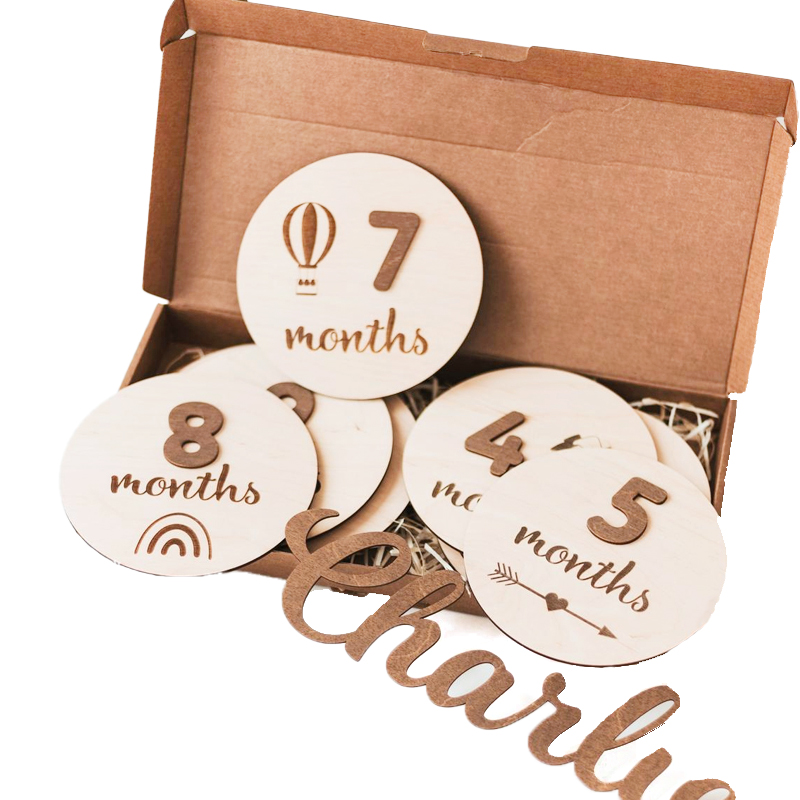 Набор карт Milestone для будущей матери, подарок для занятого пазла, деревянные цифры, карты Milestone для ребенка, ежемесячные карты Milestone