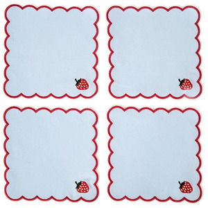 Modern Embroidered <strong>Napkins</strong> Bird Cocktail <strong>Scallop</strong> Bulk Custom White <strong>Linen</strong> Table Dinner Cocktail <strong>Linens</strong> for Weddings - Product Image 4