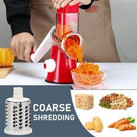 Draagbare Professionele 3-In-1 Plastic Staal Abs Hand Crank Chopper Roterende Kaasrasp Voedsel Wortelsnijder Groentesnijder