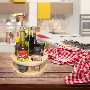 Organisateur de rangement de cuisine en bambou, plateau tournant pour épices, support à épices en bambou - Product Image 6