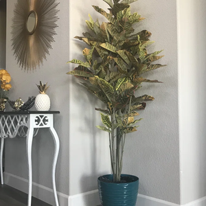 Alta Qualidade Plástico <span class=keywords><strong>Artificial</strong></span> Croton Árvore Folhas Bonitas Resistente UV Durável KagaJo Marca Atacado Planta - Product Image 4