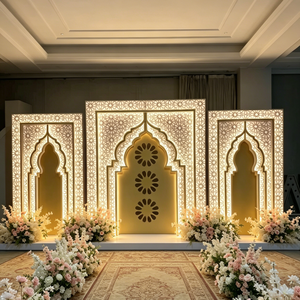 Luxury Carved LED Arch 3D PVC Arch Panel Wall with Support Stand Wedding Stage <b>Backdrop</b> for Events <b>Party</b> Decor - Product Image 3