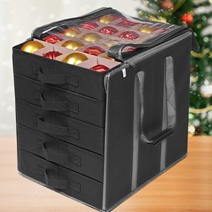 Boîtes de rangement d'ornements de noël avec séparateurs 5 plateaux séparés support d'ornements conserve 100 ornements de vacances sac de transport Durable - Product Image 2