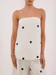 Set di pantaloni asimmetrici senza spalline senza maniche in cotone con volant in cotone Enyami set da donna 2 pezzi - Product Image 5