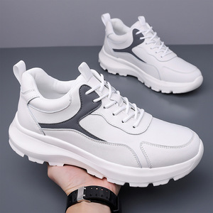 <b>White</b> And Black <b>Lace</b> Up Sneakers Solid Color Sporty Casual Shoes For Leisure Wenzhou Zhejiang Origin - Product Image 3
