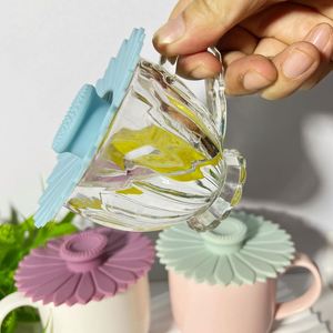 Food-Grade Silicone Sunflower Design Cup Lid Seals Dustproof <b>Drinkware</b> <b>Accessories</b> That Fit Tea Mug Glass Ceramic Cups - Product Image 5