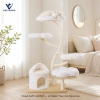 Árbol para Gatos Moderno de Felpa con Diseño de Nube, Torre Multinivel, Mueble de Escalada para Gatos de Interior con Plataformas de Flores, Venta al por Mayor