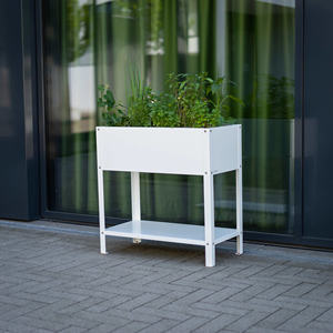 [BeNK] Bac à plantes surélevé avec surface décorative, métal blanc thermolaqué, jardinière urbaine moderne pour espace extérieur, jardin, balcon - Product Image 5
