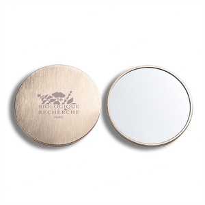 Miroir de poche rond mini en alliage de zinc doré, personnalisable au laser, logo sur un seul côté, vente en gros - Product Image 2