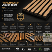 Panel Dinding Akustik Kayu Interior Modern, Papan Dekoratif Peredam Suara untuk Hotel, Kantor, Rumah