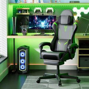 Silla Gamer AJUNION, Silla de Computadora de Tela para Juegos, 254 lbs, 90-135 °   Silla de Juego Reclinable con Masaje Lumbar y Reposapiés - Product Image 2