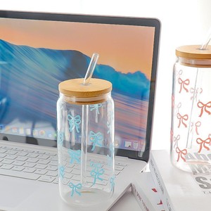 Copos Mason Life com Tampas e Canudos, Design de Laço, 16oz, Resistentes ao Calor, Laváveis na Máquina, Presentes Fofos para Mulheres e Meninas, Canudo com Tampa - Product Image 4