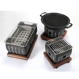 New Janpenes Table bbq Hibachi Smokeless Alcohol Barbecue Grill Square Ceramic Tabletop Charcoal BBQ Grill