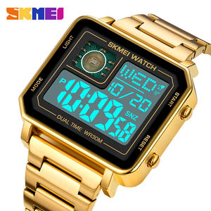 Reloj Digital SKMEI 2033 de Alta Calidad para Caballero, Correa de Acero Inoxidable Triangular, Resistente al Agua, con Calendario, Estilo Ejecutivo - Product Image 1