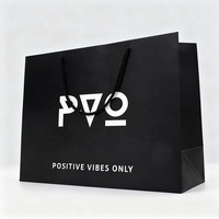 Sacs en papier cadeau de luxe en carton recyclable avec logo personnalisé, texture premium noire, sacs en papier pour courses avec votre propre logo