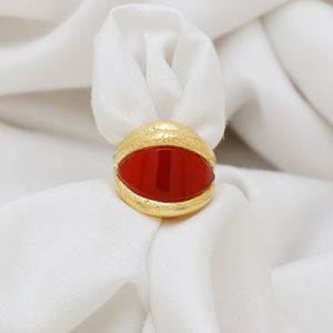 Anillo de piedra cornalina ajustable chapado en oro de 18 quilates hecho a mano estilo bohemio joyería de piedras preciosas de moda para bodas aniversarios fiestas - Product Image 2