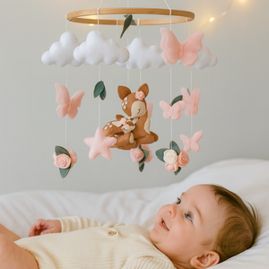 Juguete de peluche nórdico, productos de vivero de fieltro, ciervos, mariposas, nubes, Babymobile hecho a mano, móvil de Safari para bebés para niños y niñas - Product Image 1