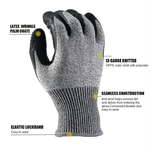 רמת חתוך אנטי 5 ansi a3 4x44c תעשייתי 13 מד hppe אניה חלקה חנקית מצופה מכונאי יד מגן עבודה בטיחות כפפת בטיחות - Product Image 5