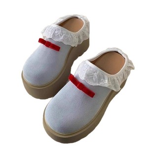 Luce <span class=keywords><strong>blu</strong></span> estate Casual <span class=keywords><strong>da</strong></span> <span class=keywords><strong>donna</strong></span> scivoli altezza altezza crescente piattaforma Buccan Top metà per pantofole con fiocco rivestito nuovo vestito - Product Image 1